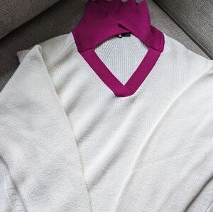White cashmere cotton bland sweater with pink collar rag and bone size xxs